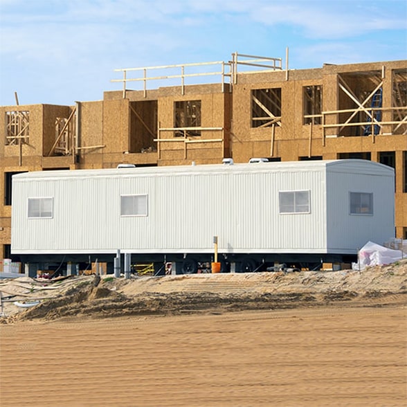 construction & jobsite shower trailers include hot water, private shower stalls, and changing areas for a comfortable and convenient experience